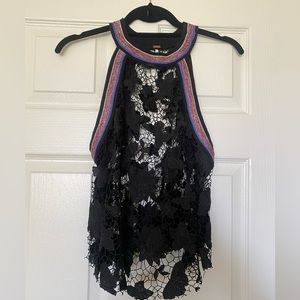 Free People black lace sleeveless top XS